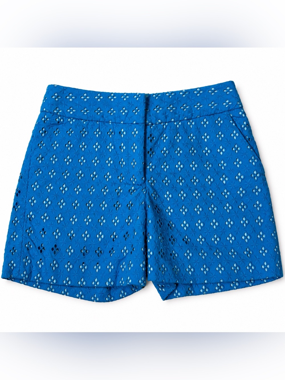 Antonio Melani Women size 4 Blue Cotton Eyelet Embroidered Tailored Shorts